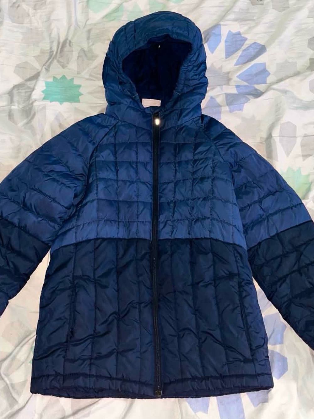 Kids Two-Tone Navy Hooded Puffer Jacket